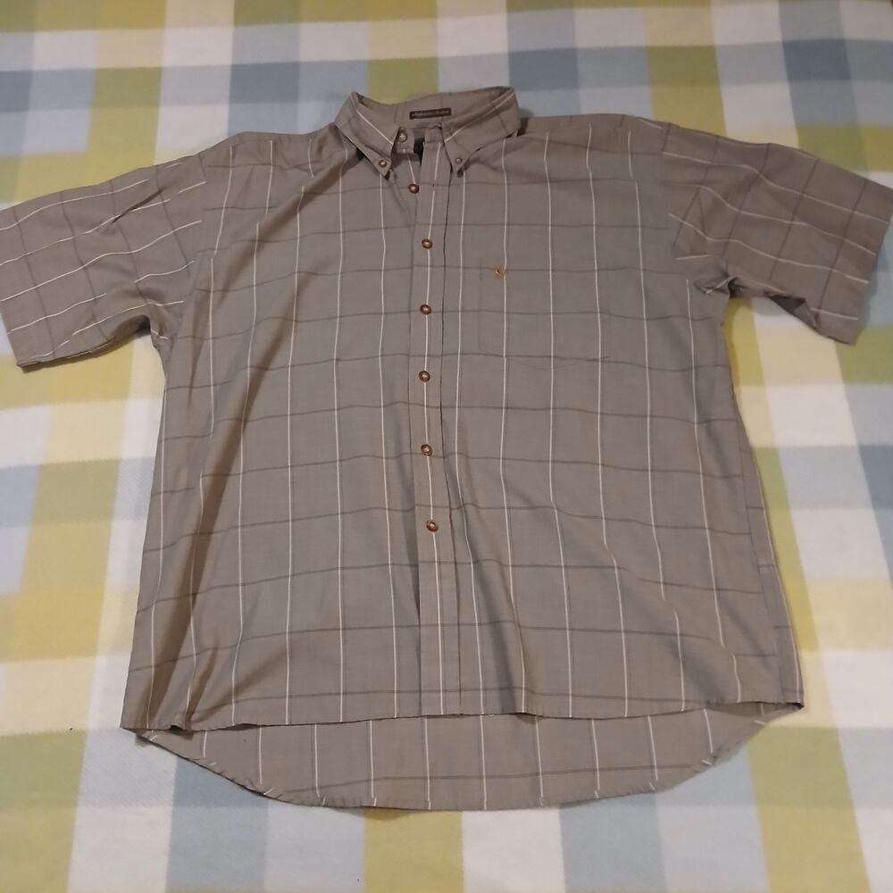 Knights Of Round Table Tan Plaid Button-Up Mens Size L